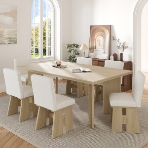 CAVINAS Dining Table Set for 6 Modern Wood Dining Table Set with 6 Chairs for Kitchen - 1 of 4