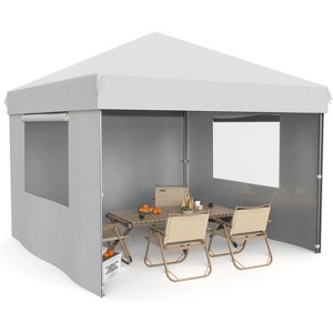 10x10 Pop Up Canopy with 3 Removable Sidewalls, Beach Tent - UV Protection, Outdoor Gazebo with 1-Button Push, Outdoor Sun Shade Events - 1 of 4