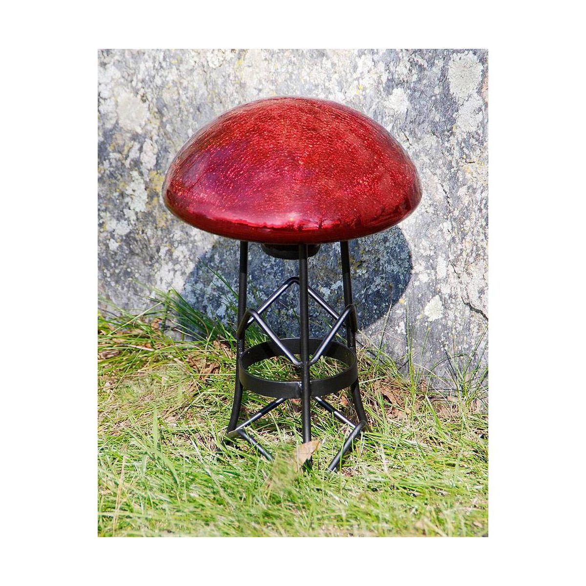 5.5" Glass Toadstool Gazing Globe Ball Red - Achla Designs: Victorian-Inspired, Outdoor Decorative Object - thumbnail 3