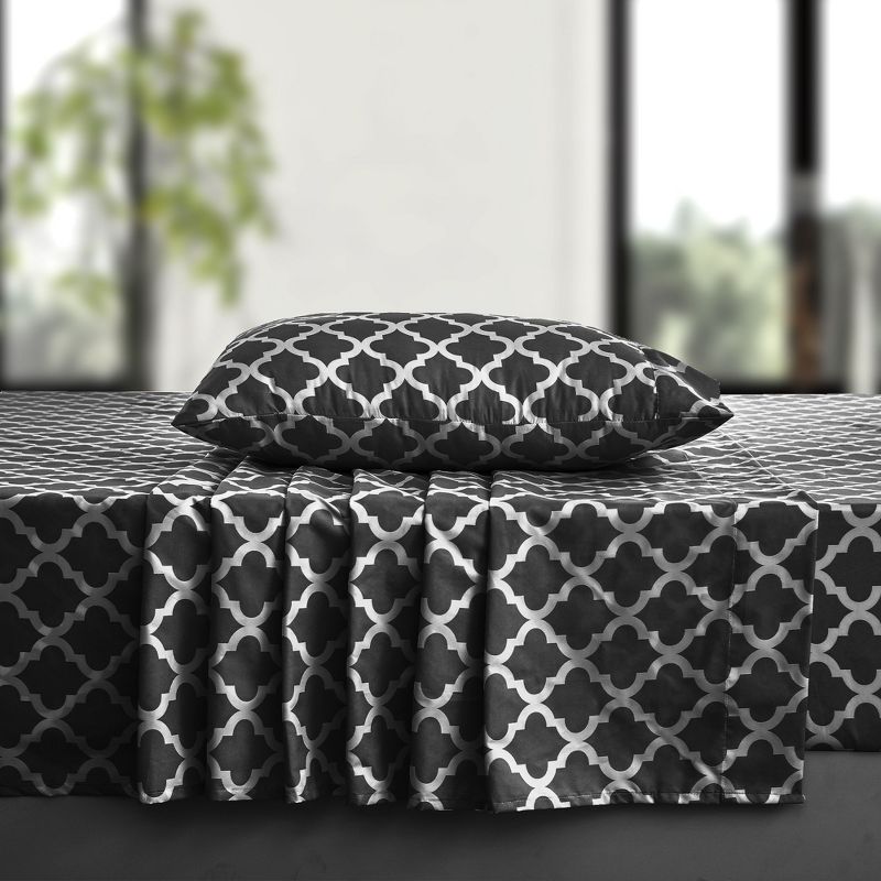 Microfiber Quatrefoil Bed Sheet Set - Lux Decor Collection, 2 of 6