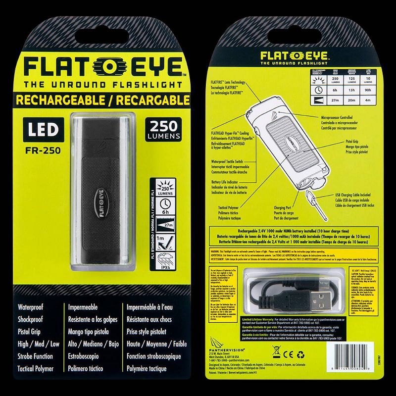 FLATEYE FR-250 LED Rechargeable Mini Flashlight - Black, 4 of 5