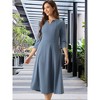 INSPIRE CHIC Women's Elegant Split Neck Side Zipper Pockets 3/4 Sleeve Work A-Line Dress - 2 of 4
