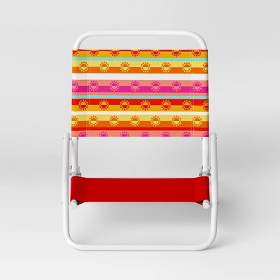 Recycled Fabric Outdoor Portable Beach Chair Sun Belt Stripe Coral Red - Sun Squad&#8482;_1