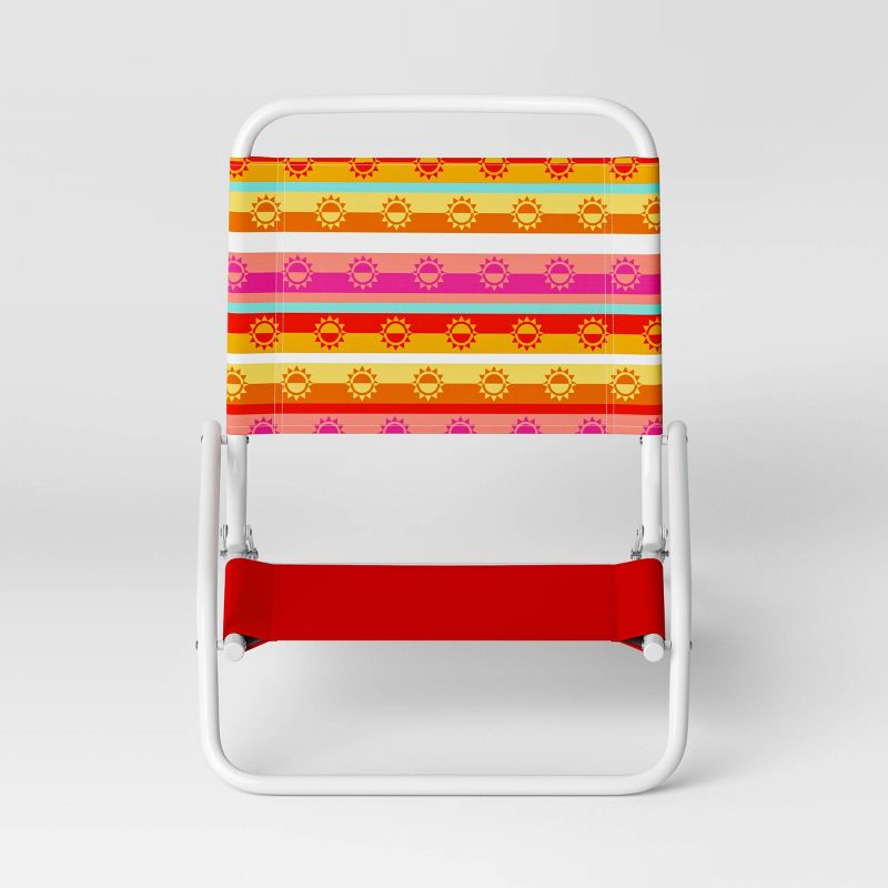 Recycled Fabric Outdoor Portable Beach Chair Sun Belt Stripe Coral Red - Sun Squad&#8482;, 2 of 5