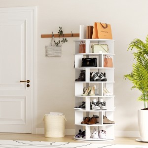 Aheaplus 7-Tier Shoe Rack, 28-32 Pair Rotating Shoe Rack Tower - 1 of 4