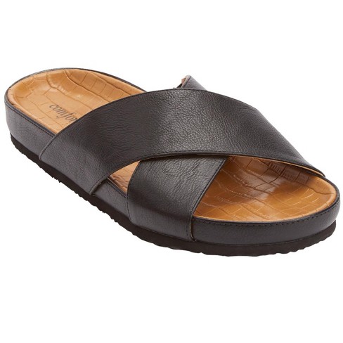 Comfortview Women's Wide Width Gia Footbed Sandal, 9 W - Black