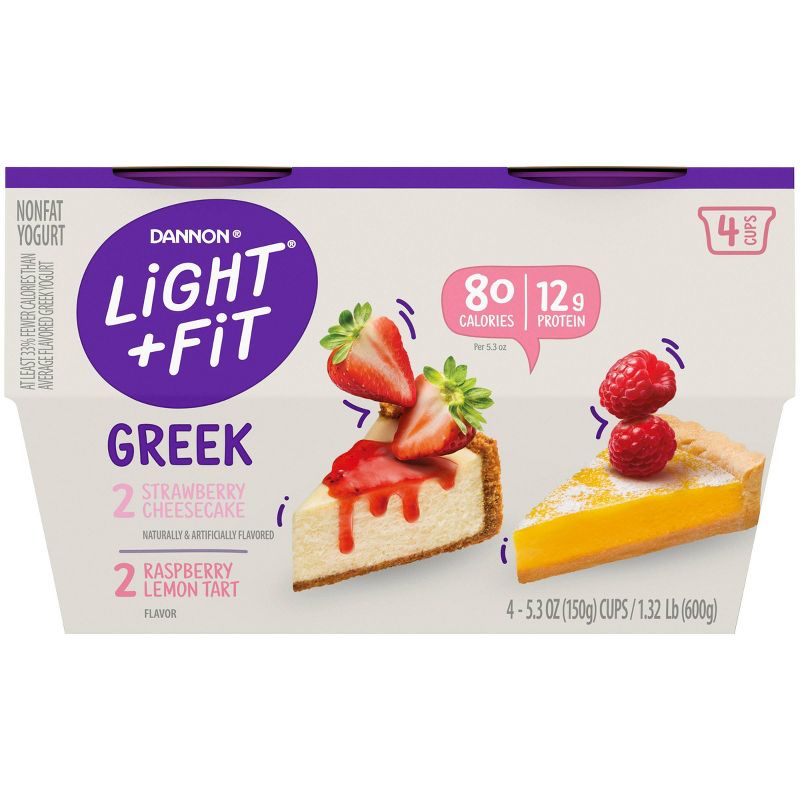 Light + Fit Strawberry Cheesecake/Raspberry Lemon Tart Greek Yogurt Variety Pack - 4ct/5.3oz Cups, 5 of 10