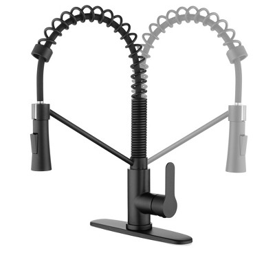 DOMETOUR Matte Black Kitchen Faucet with Pull Down Sprayer, Soap Dispenser, Single Handle, Single Hole, Stainless Steel, 1.8 GPM