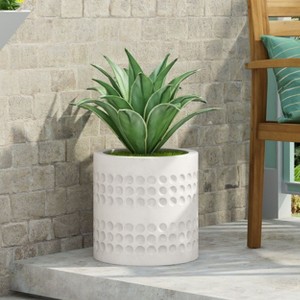 Okak Dots Stylish Antique White Planter, Modern Durable Weather Resistant and Versatile Planter for Indoor/Outdoor - 1 of 4