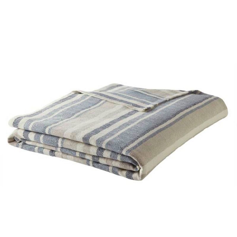 Herringbone Stripe Bed Blanket Blue - Eddie Bauer, 6 of 9