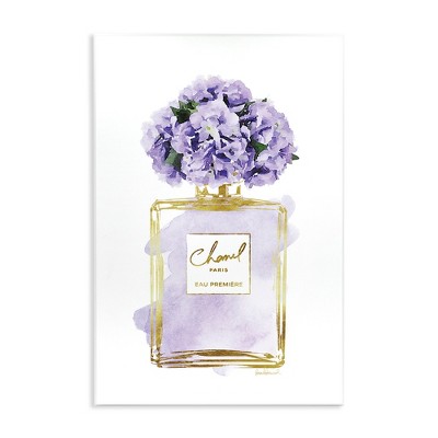 Stupell Industries Delicate Purple Hydrangea Designer Glam Perfume Bottle Wall Plaque Art