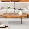 Modern Coffee Table Center Table Sofa Table Side Table Cocktail Table with Tempered Glass Legs, Rectangle/Square, Walnut/Natural-ModernLuxe - 2 of 4