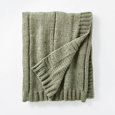 Woven Striped Knit Nep Throw Blanket Green - Threshold™ designed with Studio McGee