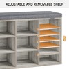 Shoe Storage Bench, 5 Cubbies Storage Rack Bench with Cushion, Entryway Bench - 4 of 4