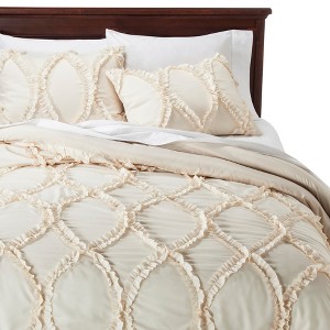 Avon Ogee Texture Comforter Set (Queen) Ivory 3pc - Lush Décor