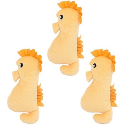 ZippyPaws - Sea Buddies Burrow, Interactive Squeaky Hide and Seek Plush Dog Toy - Seahorse Miniz, 3 Pack