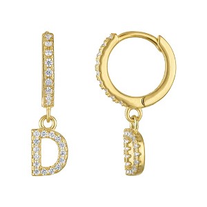 Junior Jewels 14K Gold Over Sterling Silver Cubic Zirconia Initials Drop Earrings - 1 of 2