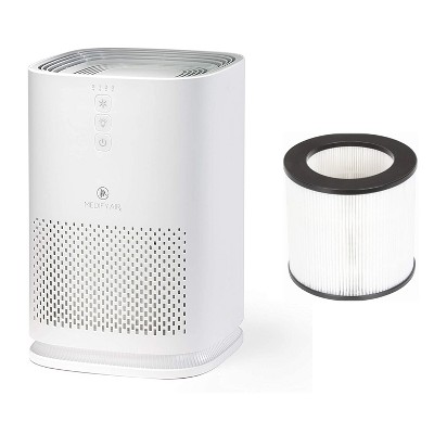 Medify Air HEPAMA-14 Compact Portable Tabletop Indoor Home Personal Air Purifier 200 Square Foot Rooms with Replacement Filter, White