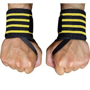 WOD Nation Wrist Wraps & Straps for Gym & Weightlifting (18 inch), Gym Wrist Straps Support for Women & Men - Black/Yellow - 1 of 4