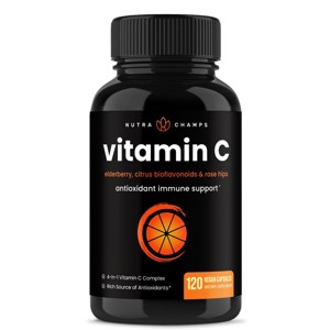 NutraChamps Vitamin C Capsules Enhanced with Elderberry, Citrus Bioflavonoids & Rosehips for Immune Support - 120ct - 1 of 4