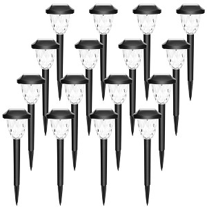 GIGALUMI 16 Pack Solar Pathway Lights, Waterproof Auto On/Off Outdoor Solar Lights for Garden, Walkway and Lawn,Cold White - 1 of 4