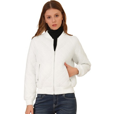 INSPIRE CHIC Women's Quilted Zip-Up Raglan Sleeves Bomber Jacket