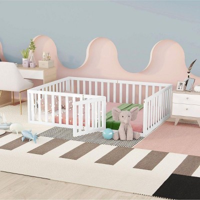 Streamdale Full Size Wood Daybed Frame with Fence, White