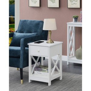 HomeStock 1 Drawer End Table with Clean Lined Design, Two Tier Shelves and Pull Out Drawer, Compact Accent Table for Living Room - 1 of 4