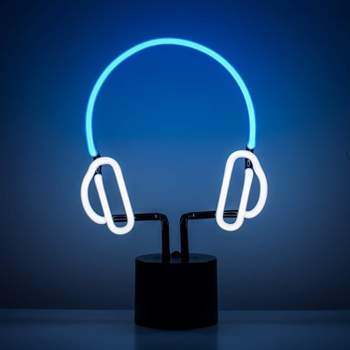 Amped & Co Headphones Neon Desk Light, Blue and White