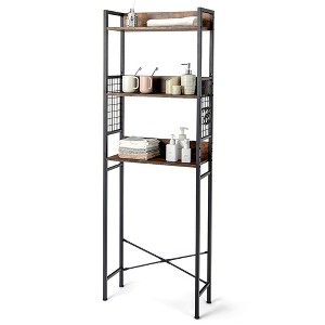 Costway 3-Tier Over-The-Toilet Storage Rack Bathroom Organizer Space Saver Rustic Brown - 1 of 4