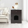 LunaLulinlk L-Brown Indoor cat house with lid, hidden litter box fence, cat furniture cabinet with lid - 2 of 4