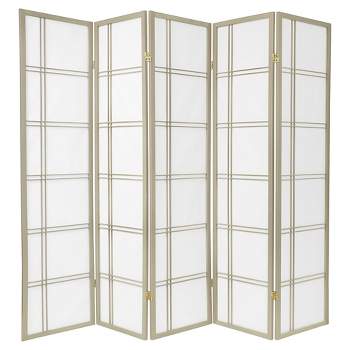 6 ft. Tall Double Cross Shoji Screen - Special Edition - Gray (5 Panels)