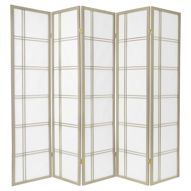 6 ft. Tall Double Cross Shoji Screen - Special Edition - Gray (5 Panels), 1 of 5