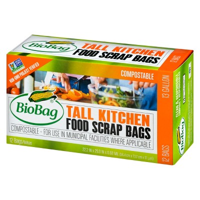 Biobag Tall Kitchen Compostable Food Trash Bags - 12ct/13 Gallon : Target