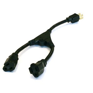 Monoprice Power Cord Splitter Cable - 1.17 Feet - Black | NEMA 5-15P to 2x NEMA 5-15R, 16AWG, 10A - 1 of 4