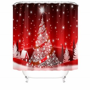 Snowflake Christmas Tree Shower Curtains for Bathroom Waterproof Fabric Bath Curtain Durable Soft Stylish Bathroom Decor 72x72 Inch - 1 of 1