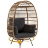 360Swivel Egg Chair, Patio Rotating Rattan Egg Basket Chair with Steel Frame and 4 Cushions, Heavy-Duty Wicker Chair for Porch, Backyard - 2 of 4