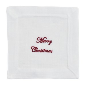 Saro Lifestyle Merry Christmas Embroidered Cocktail Napkins (Set of 12) - 1 of 4
