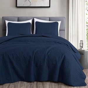 FIONECA Oversized 3 Piece Quilted Bedspread Set Includes Bedspread Matching Shams For Versatile Bedroom Styling - 1 of 4
