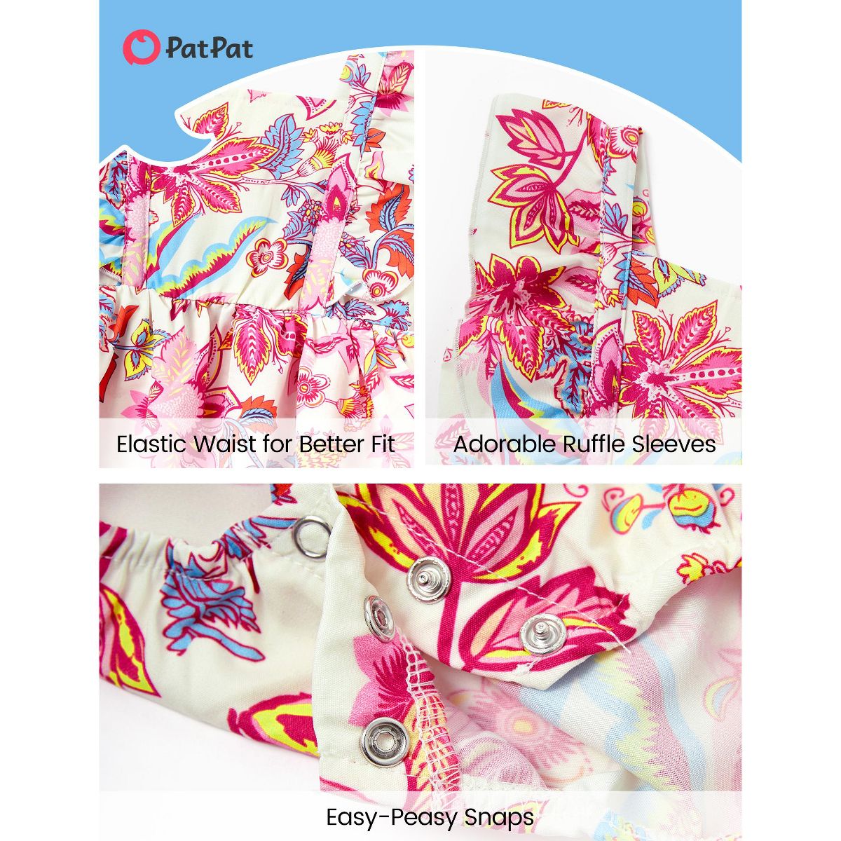 PATPAT Tropical Palm Family Matching Sets Mom and Me Printed Midi Dresses - thumbnail 4