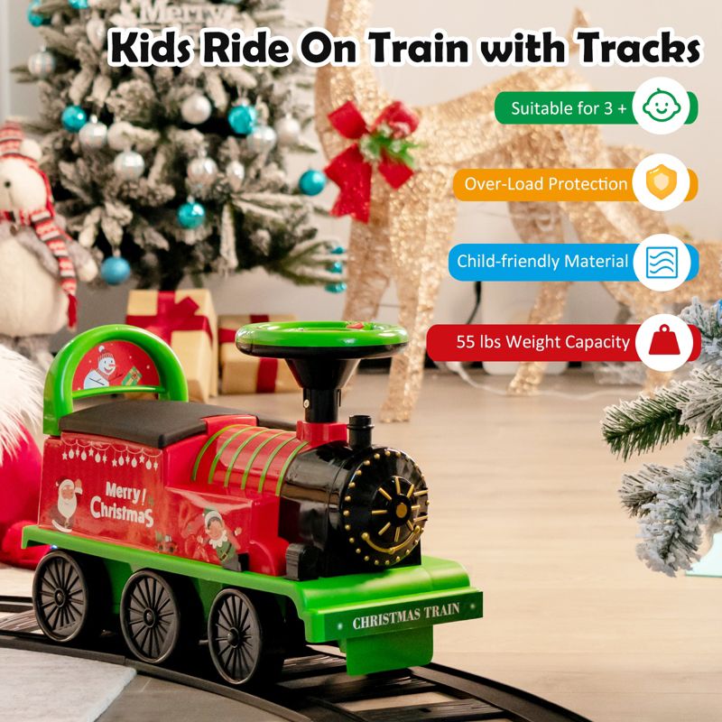 Costway 6V Electric Kids Ride On Train Motorized Train Toy w/ Track & 6 Wheels, 5 of 11