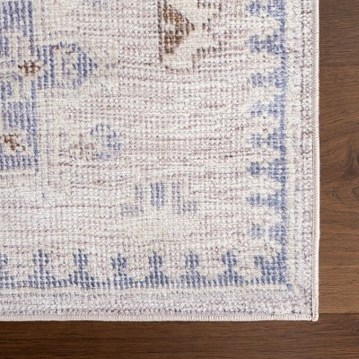 Vivica Beige Geometric Synthetic Washable Runner Rug, 2' 6" x 8'
