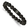 Chisel Stainless Steel Brushed Black IP-plated with White Enamel Medical ID 8.5mm Lava Stone Beaded Stretch Bracelet - 2 of 4