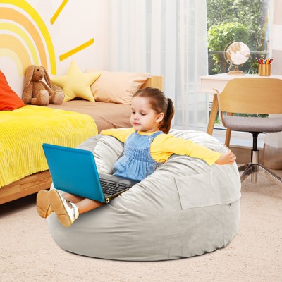 FURNIinspire Bean Bag Seats Foam Filled Bean Bag Chair For Adults With Soft Removable Cover, Sofa For Living Room Bedroom, Gray, 36"*36"*22"