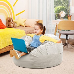 FURNIinspire Bean Bag Seats Foam Filled Bean Bag Chair For Adults With Soft Removable Cover, Sofa For Living Room Bedroom, Gray, 36"*36"*22" - 1 of 4