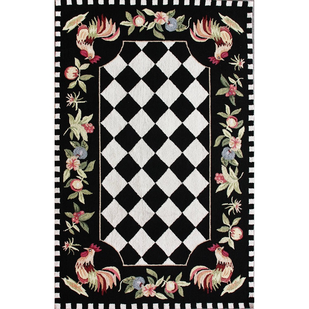 8'6inx11'6in Angla Rooster Kitchen Area Rug Black - nuLOOM