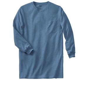 KingSize Men's Big & Tall Shrink-Less Lightweight Longer-Length Long-Sleeve Crewneck Pocket Tee - 1 of 4