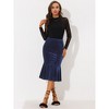 Allegra K Women's Feminine Retro Bodycon High Waist Velvet Fishtail Skirt - 2 of 4