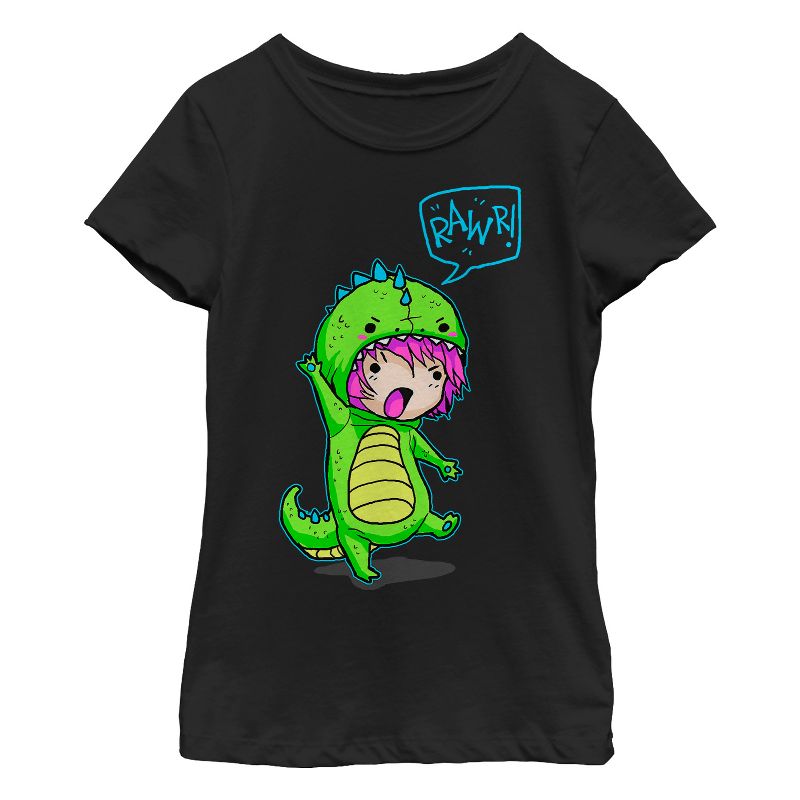 Girl's Lost Gods Halloween Dinosaur Costume T-Shirt, 1 of 4
