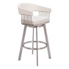 HomeRoots 31" White And Silver Faux Leather And Stainless Steel Bar Height Swivel Bar Chair - 4 of 4